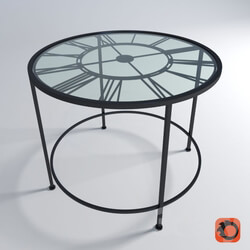 Table - Forged round glass table _quot_Antique Clock_quot_ 