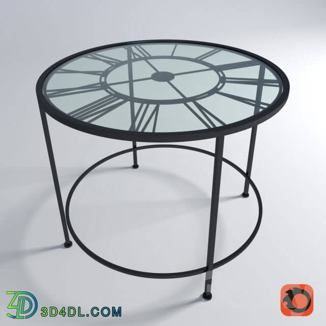 Table - Forged round glass table _quot_Antique Clock_quot_