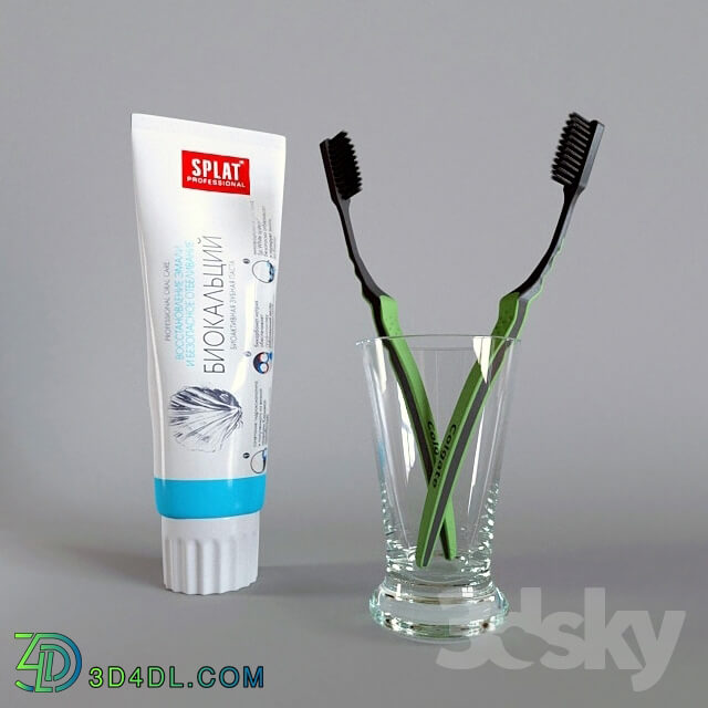 Bathroom accessories - Toothpaste and brush