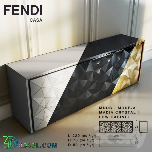 Sideboard _ Chest of drawer - Fendi. Media Cristal 1_ low cabinet