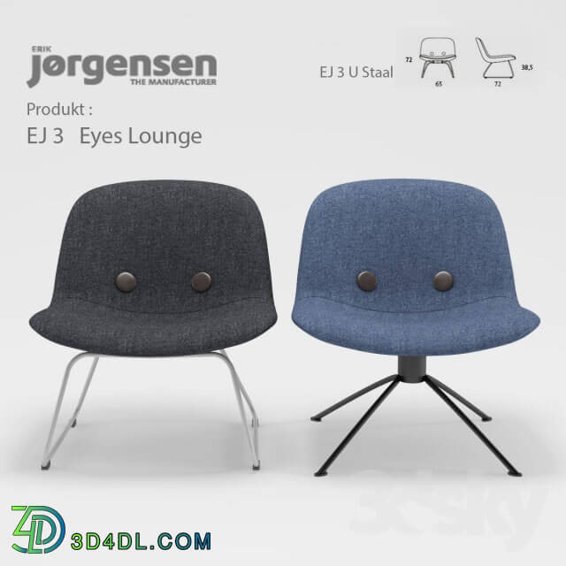 Arm chair - Eyes Lounge EJ 3 U Staal