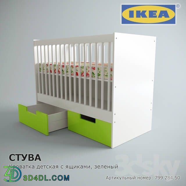 Bed - STUVA baby crib with drawers IKEA production