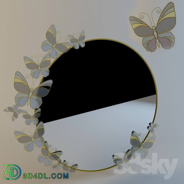 Mirror - Stained glass mirror _Babochki_