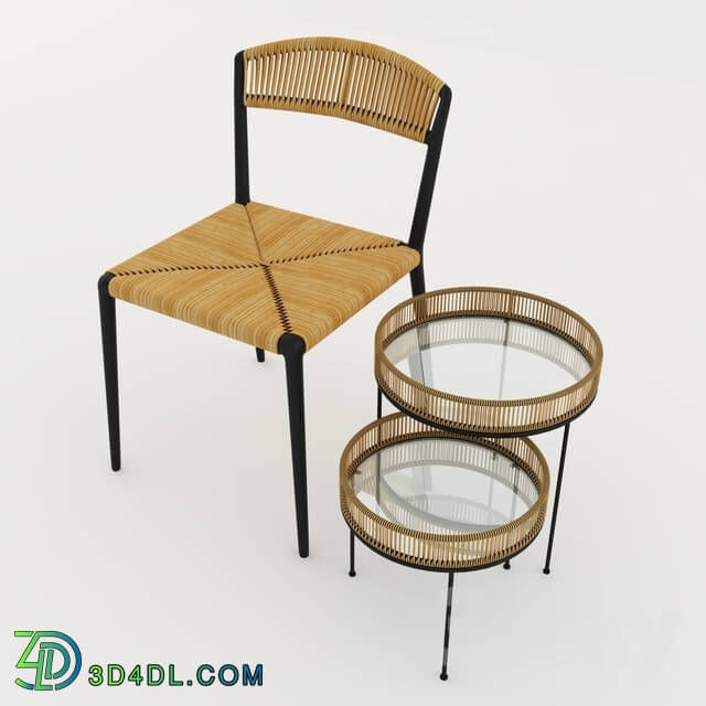 Chair - wicker chair _ side table