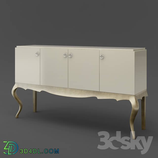 Sideboard _ Chest of drawer - OM Buffet Fratelli Barri VENEZIA in pearl cream lacquer finish_ legs and base in silver leaf finish_ FB.SB.VZ.30