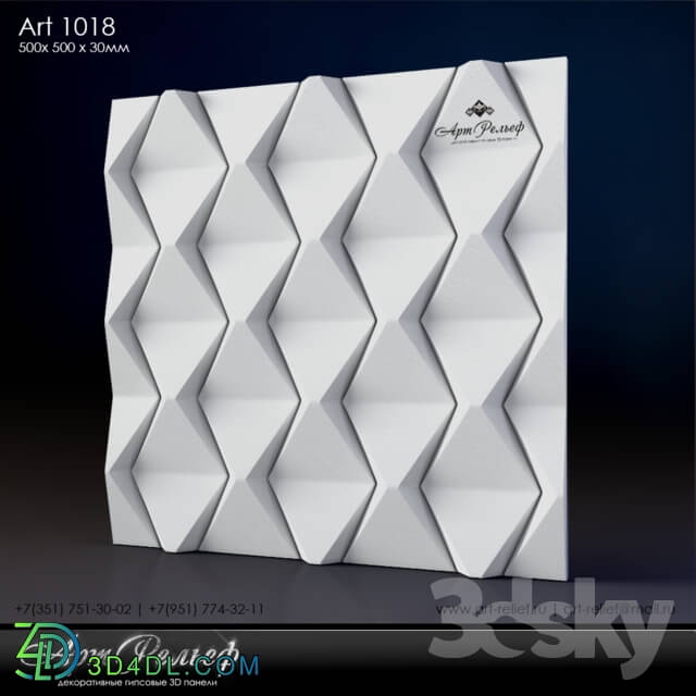 3D panel - Gypsum 3d Art-1018 panel from ArtRelief