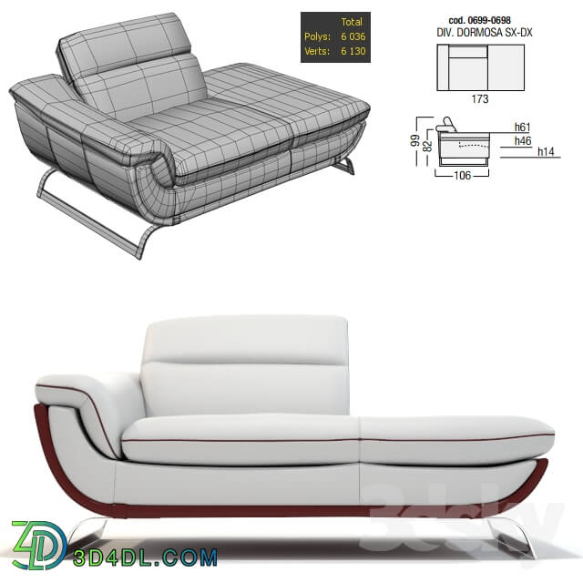 Sofa - Egoitaliano Vanille 0699 Divano Dormosa SX-DX