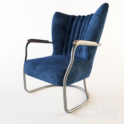 Arm chair - Armchair Kare Kansas Blue Velvet Armchair 