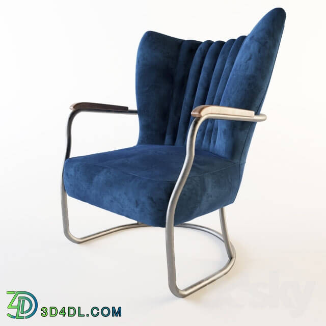 Arm chair - Armchair Kare Kansas Blue Velvet Armchair