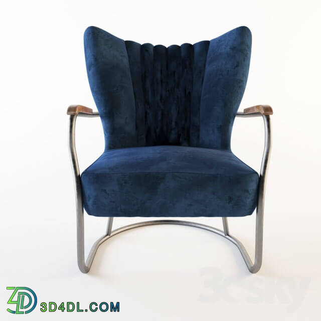 Arm chair - Armchair Kare Kansas Blue Velvet Armchair