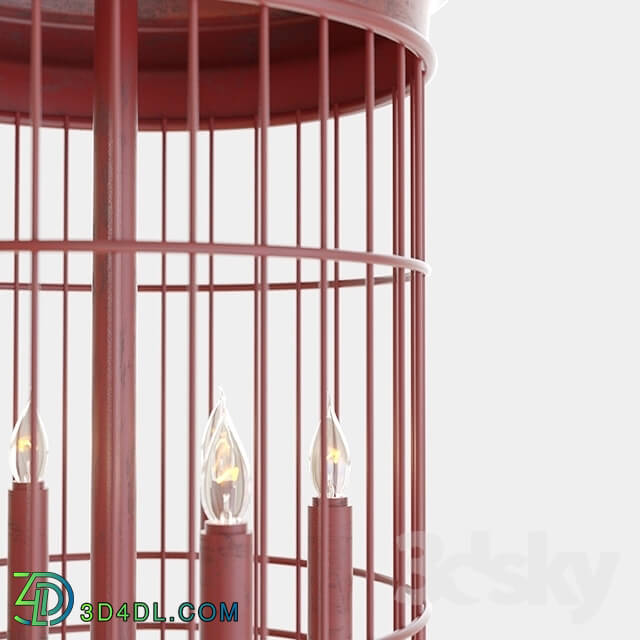 Ceiling light - Kathy Kuo _ Conical Red Bird Cage 6 Light Entryway Chandelier