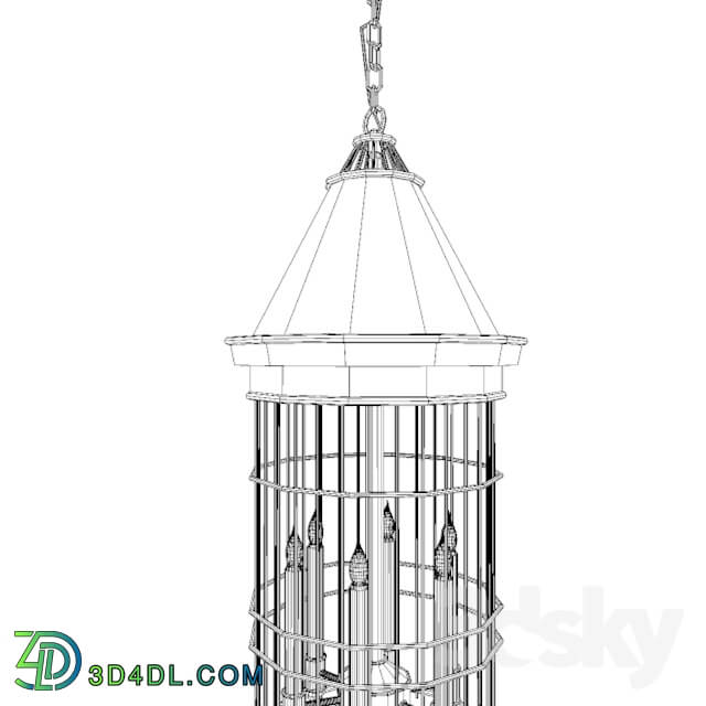 Ceiling light - Kathy Kuo _ Conical Red Bird Cage 6 Light Entryway Chandelier