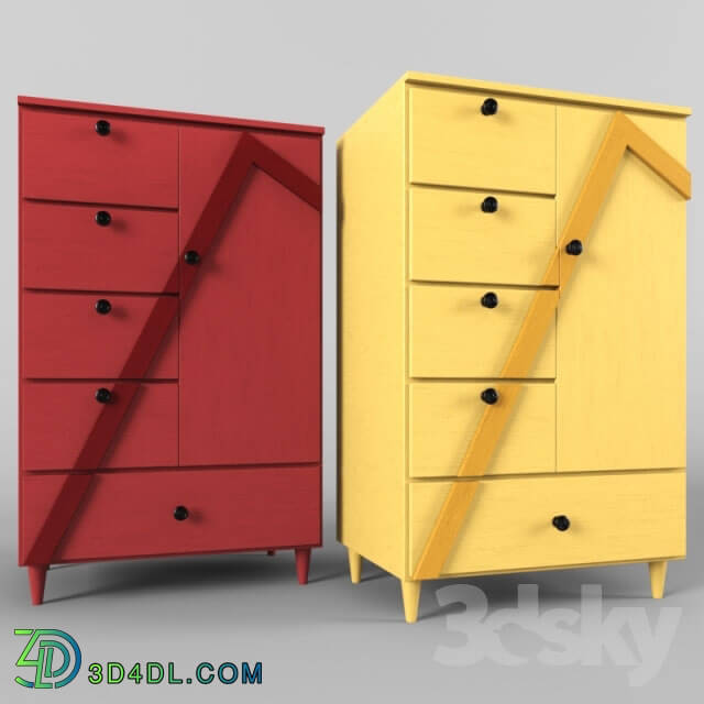 Wardrobe _ Display cabinets - wardrobe_ Vertex 1-door and 5-drawer Armoire