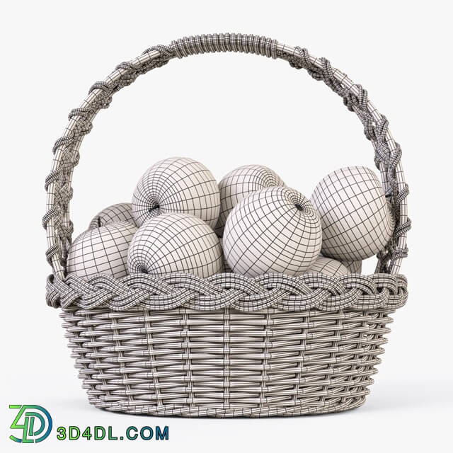 Other kitchen accessories - Wicker basket with apples 04