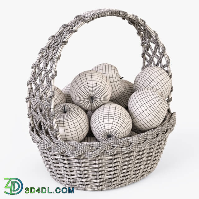 Other kitchen accessories - Wicker basket with apples 04