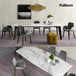 Table _ Chair - Poliform Howard Table and Ventura Chairs 