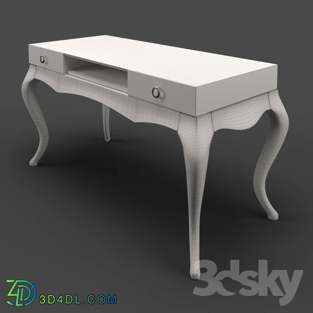 Table - OM Desk Fratelli Barri VENEZIA in pearl cream lacquer finish_ legs and base in silver leaf_ FB.WD.VZ.78