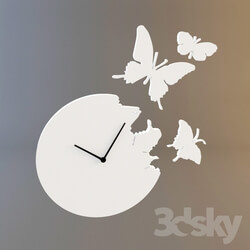 Other decorative objects - Butterfly Time Fly Wall Clock White 