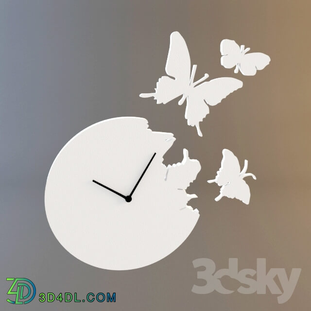 Other decorative objects - Butterfly Time Fly Wall Clock White