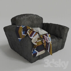 Arm chair - Chair of gray leather 