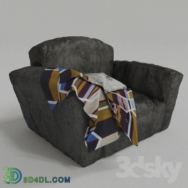 Arm chair - Chair of gray leather