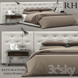 Bed - RH Modern custom diamond tufted fabric headbord bed 