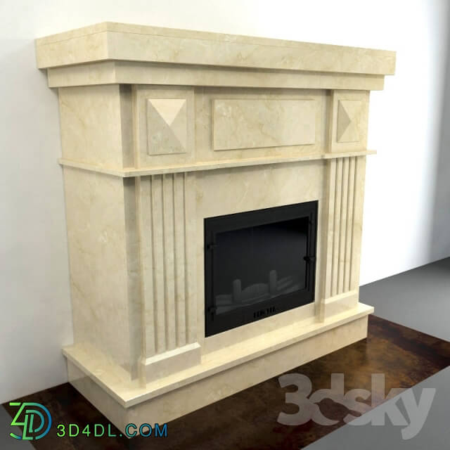 Fireplace - Fireplace with a metal firebox