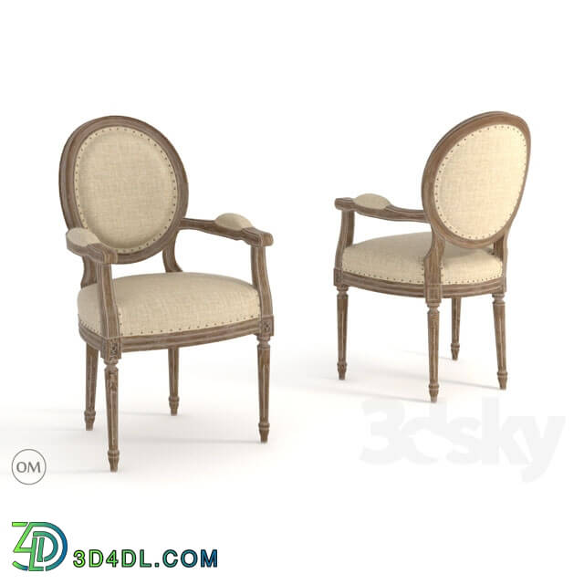 Chair - Vintage louis round armchair 8827-0008 a015-a
