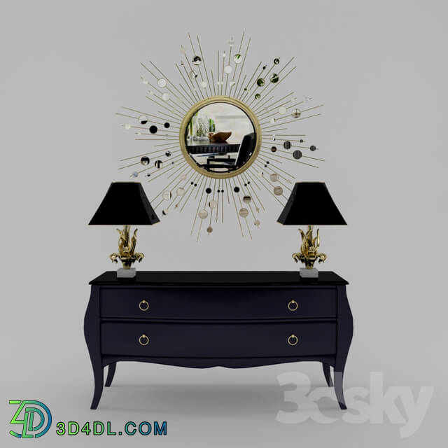 Sideboard _ Chest of drawer - Console_ Table Lamp_ Mirror