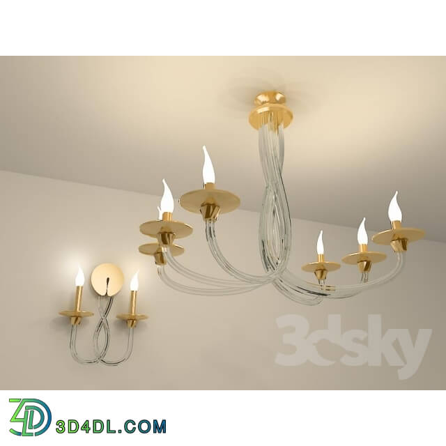 Ceiling light - Chandelier and wall brackets