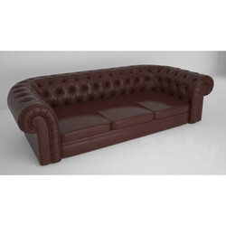 Sofa - English leather quilted sofa 