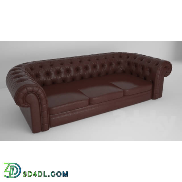 Sofa - English leather quilted sofa