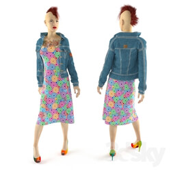 Clothes and shoes - jean jacket on a mannequin 