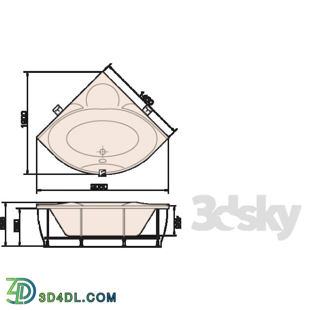 Bathtub - PAA BOLERO 1450mm x 1450mm x 685mm