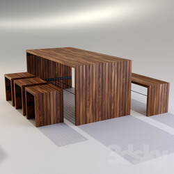 Table _ Chair - Contemporary bench and table 