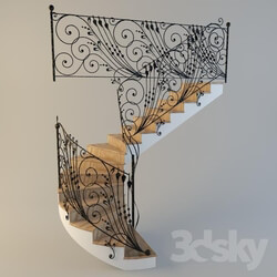 Staircase - Staircase with forged handrail 