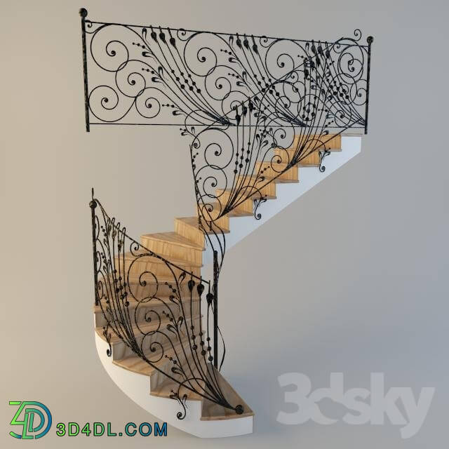 Staircase - Staircase with forged handrail