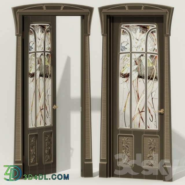 Doors - Door stained glass_ Art Nouveau