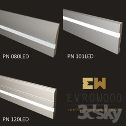 Decorative plaster - OM. Plinth with LED channel. Evrowood. 1 part 