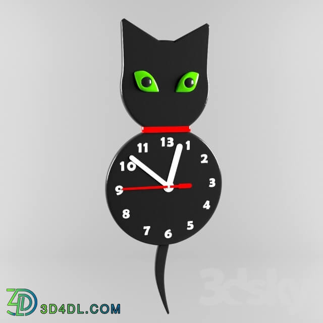 Other decorative objects - Wall clock _quot_Black Cat_quot_