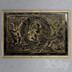 Frame - Decorative marble plate with engraved and gilded in the frame. 