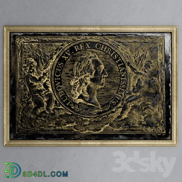 Frame - Decorative marble plate with engraved and gilded in the frame.