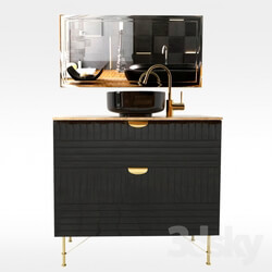 Bathroom furniture - Dark And Gold Wash Basin 