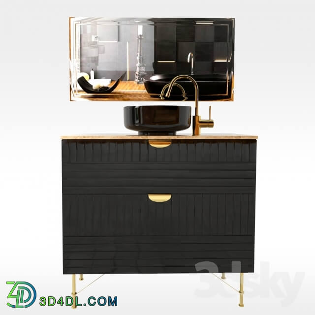 Bathroom furniture - Dark And Gold Wash Basin