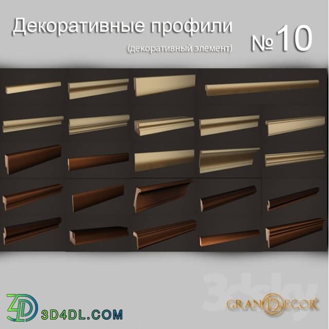 Decorative plaster - Decorative profiles in 2 mats. beech and gold