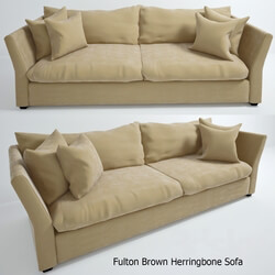 Sofa - Fulton Brown Herringbone Sofa 