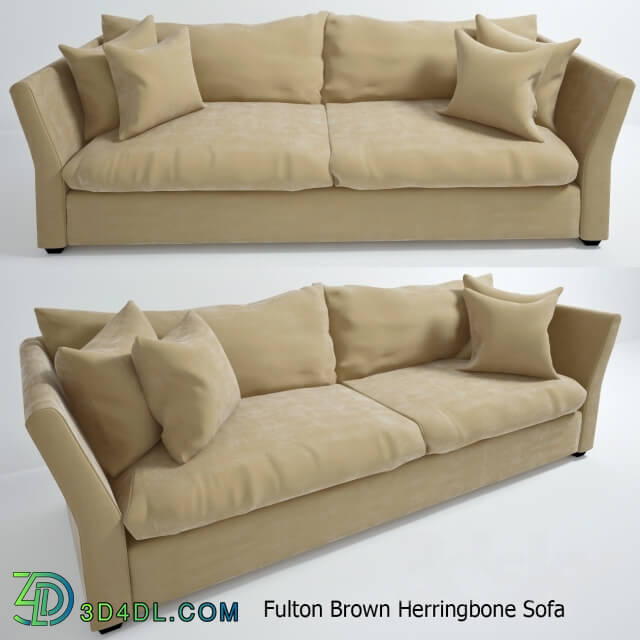 Sofa - Fulton Brown Herringbone Sofa