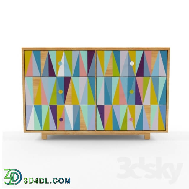 Sideboard _ Chest of drawer - The Family Love Tree _ Recycled Timber Six Drawer Multi