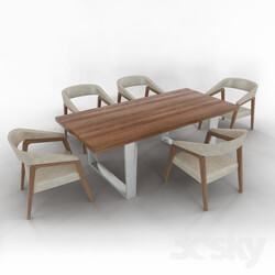 Table _ Chair - Modrest Byron Mid-Century Walnut Dining Set 