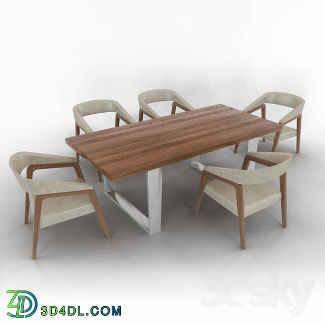 Table _ Chair - Modrest Byron Mid-Century Walnut Dining Set